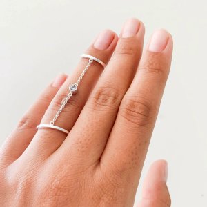 Двойное кольцо с цепочкой